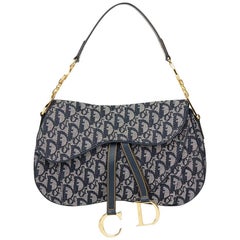 Christian Dior Navy Monogram Canvas Saddle Bag, 2000s