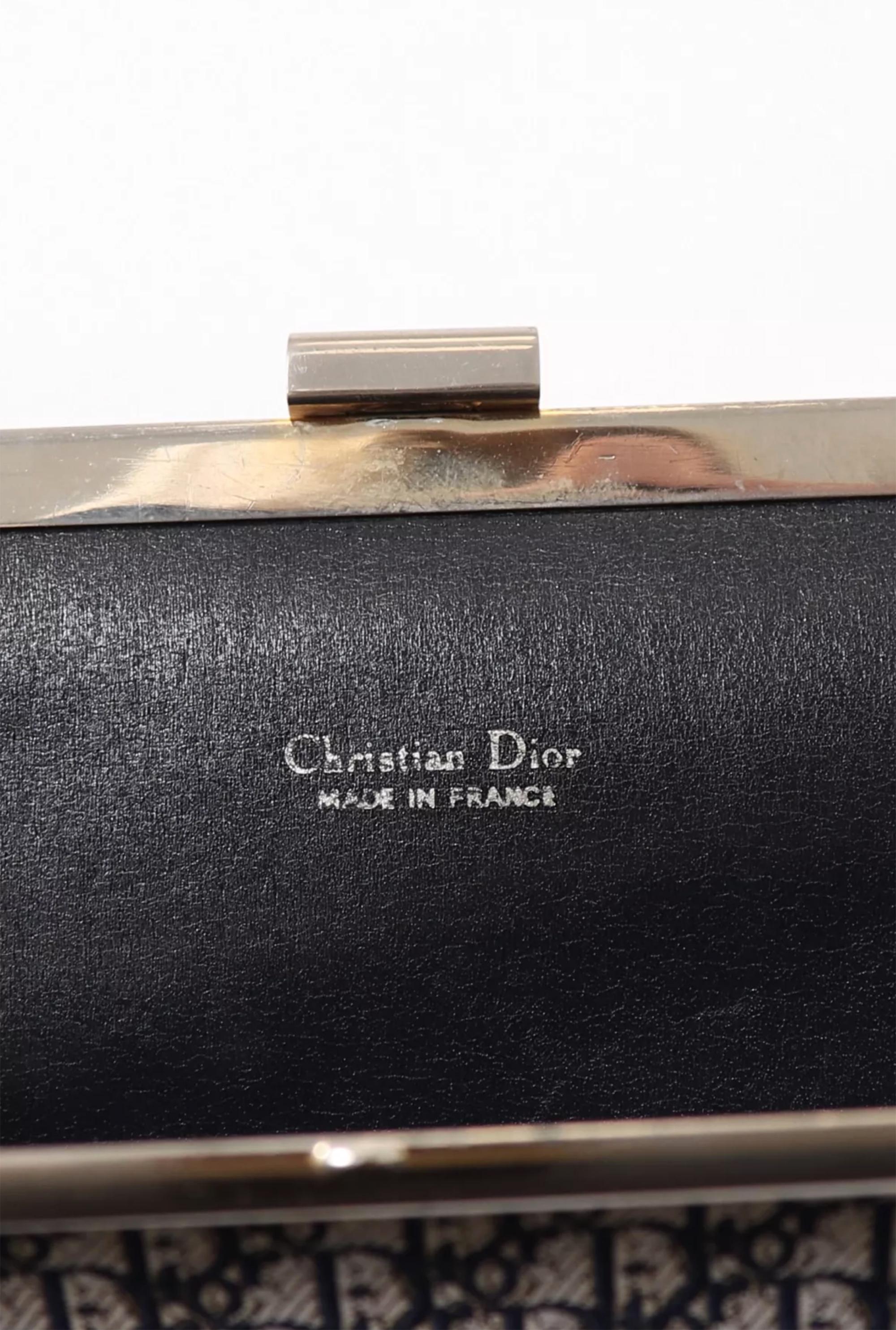 Christian Dior Navy Monogram clasp clutch For Sale 2