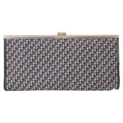 Christian Dior Navy Monogram clasp clutch