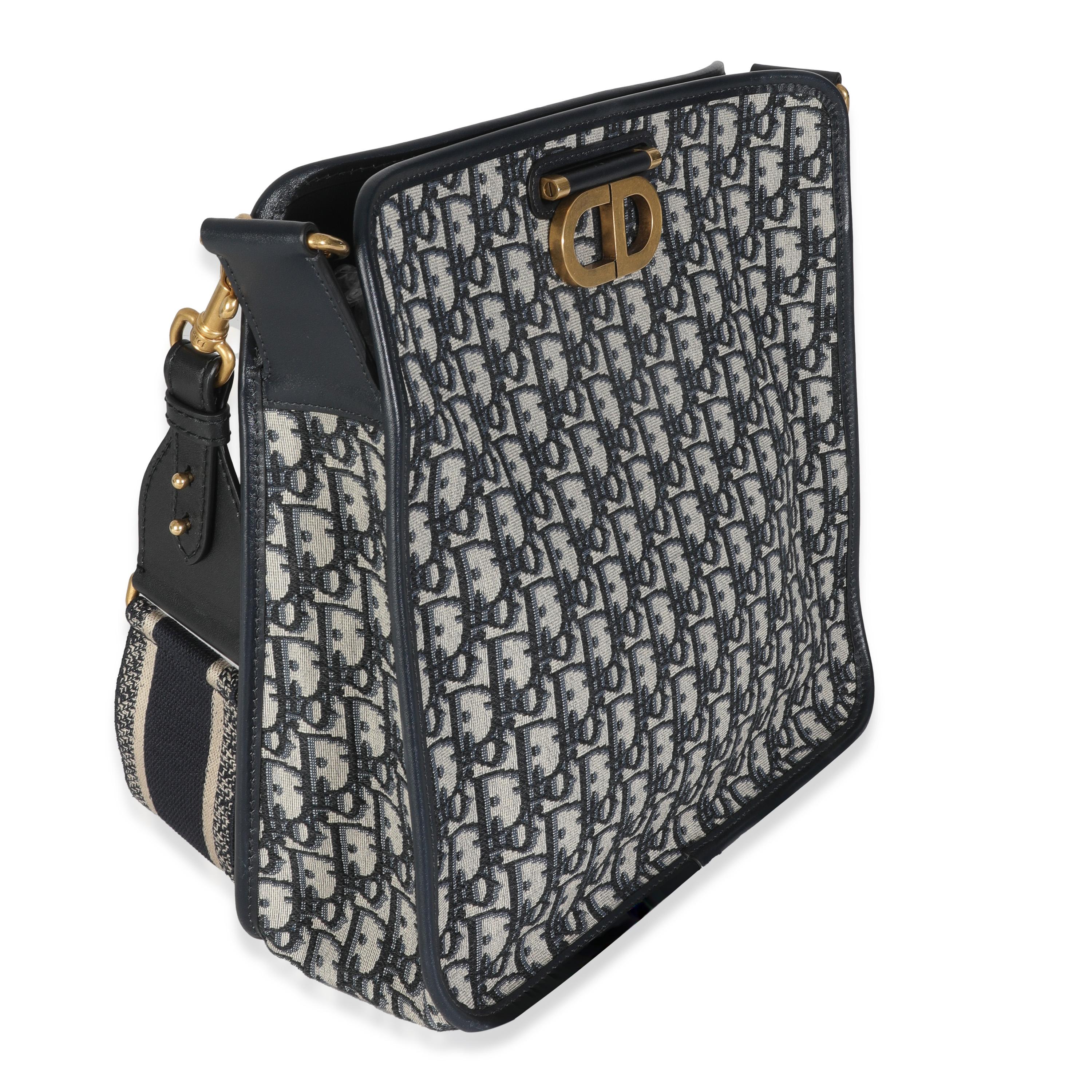 Nero Christian Dior, borsa obliqua in tela di canapa, Navy, CD Hobo in vendita