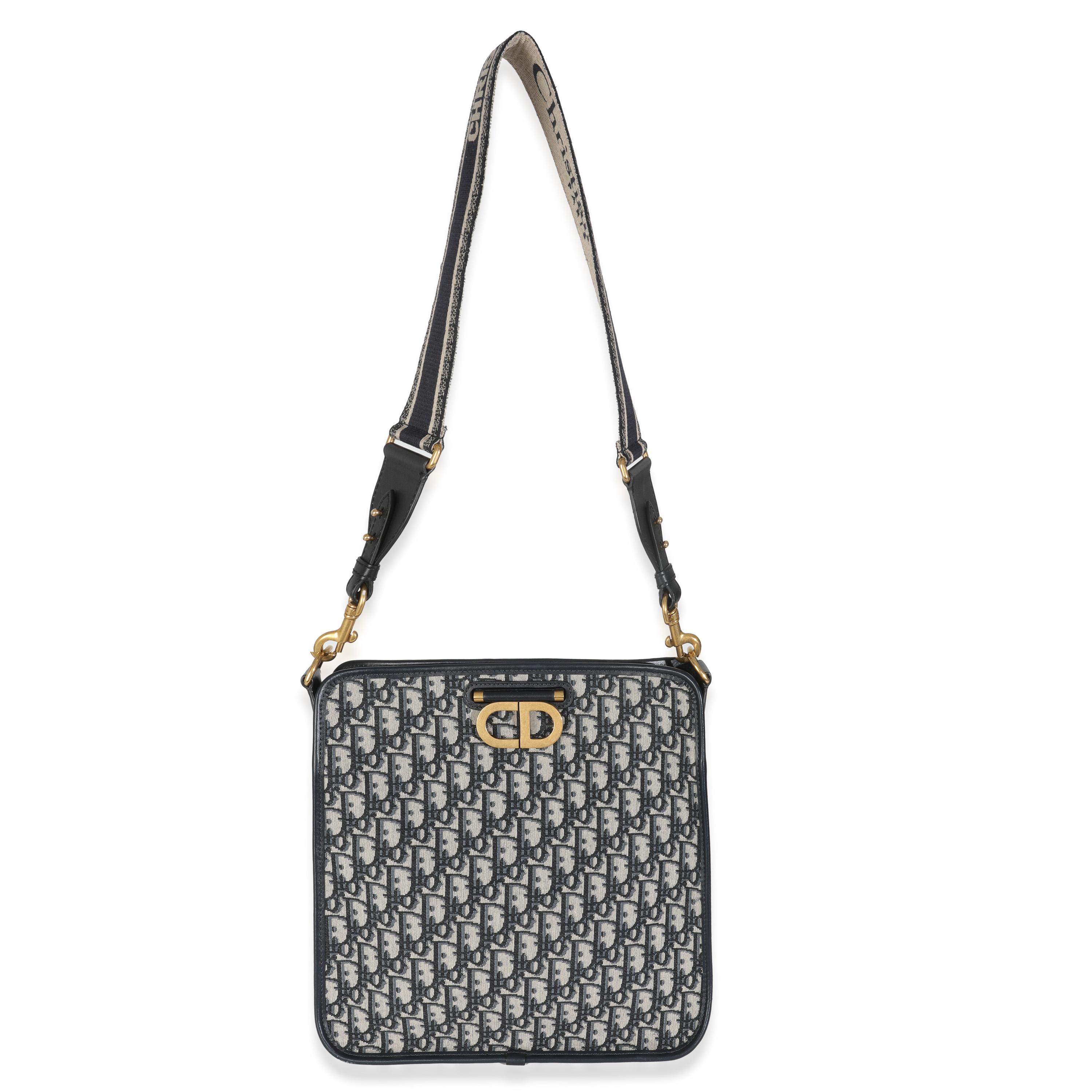 Christian Dior, borsa obliqua in tela di canapa, Navy, CD Hobo in vendita 1