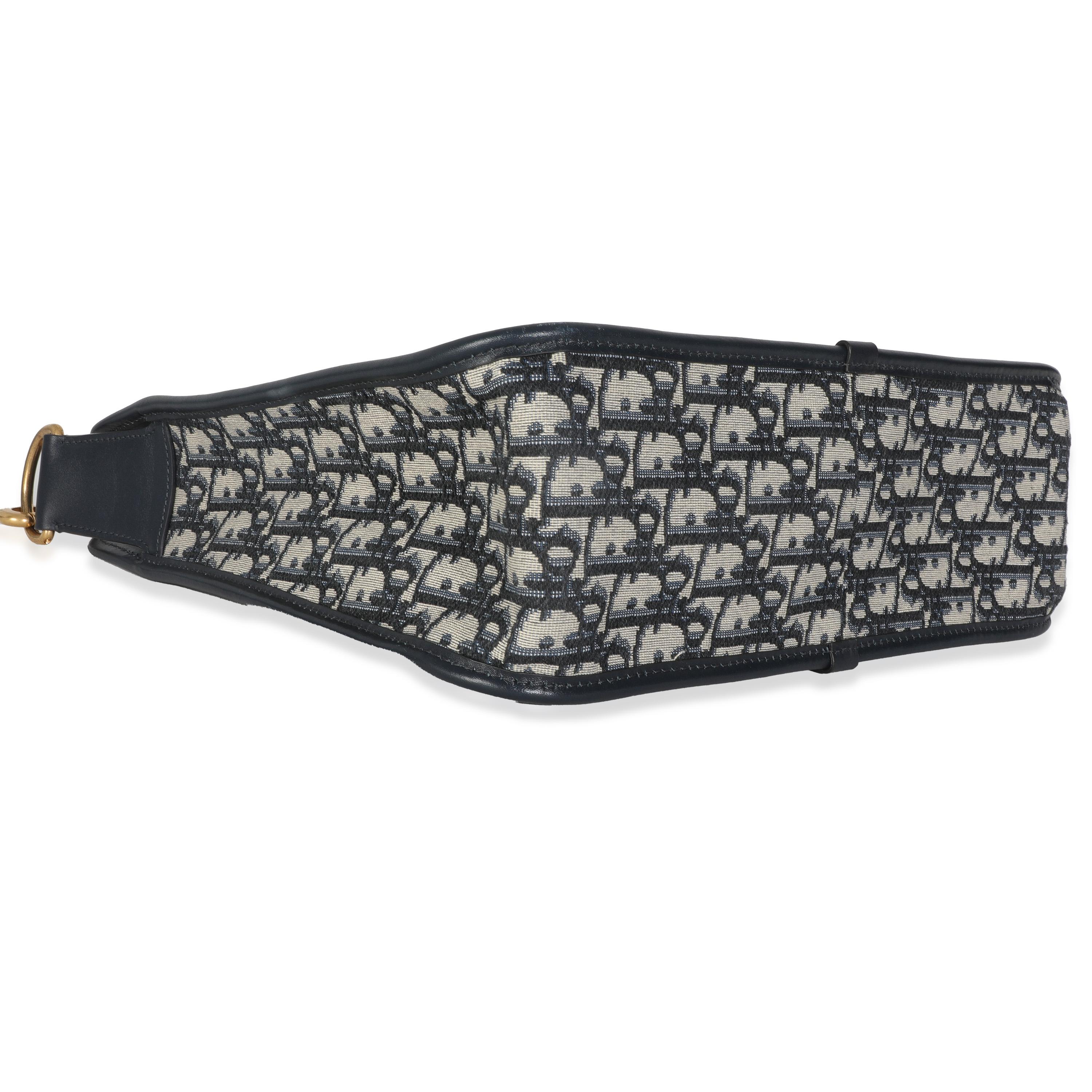 Christian Dior, borsa obliqua in tela di canapa, Navy, CD Hobo in vendita 2