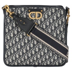 Christian Dior, borsa obliqua in tela di canapa, Navy, CD Hobo