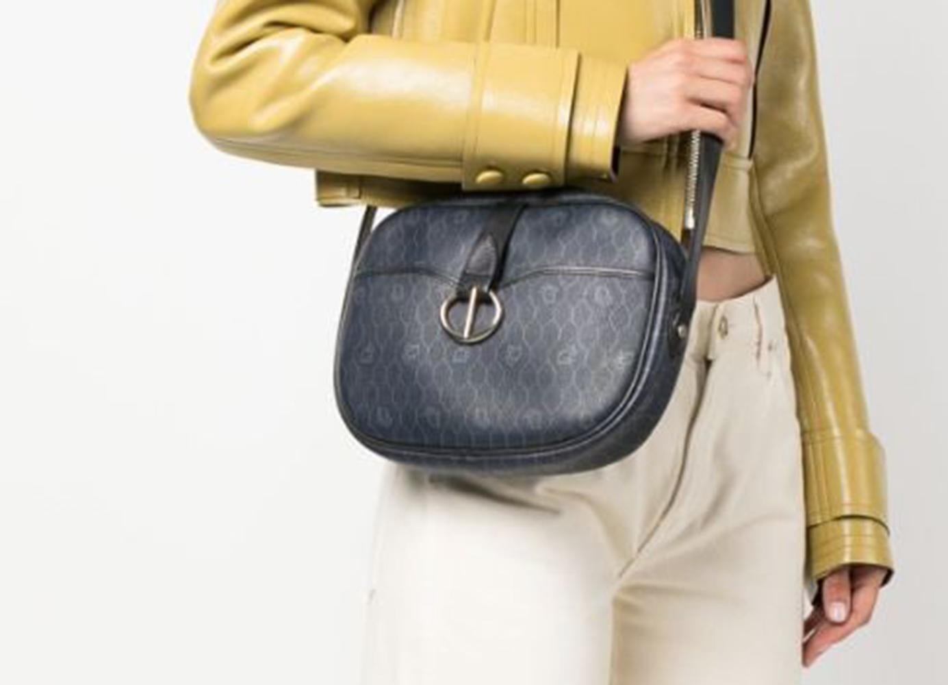 Christian Dior Navy Oblique Canvas Crossbody Bag  For Sale 1