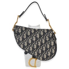 Christian Dior Navy Oblique Canvas Mini Saddle Bag