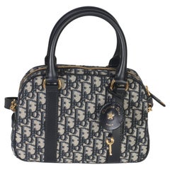Christian Dior Navy Oblique Canvas Small D Vibe Bowling Bag