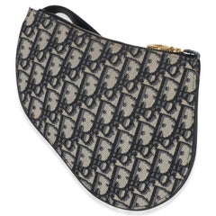 Christian Dior Navy Oblique Canvas Triple Saddle Pouch