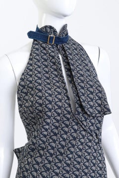 Christian Dior Navy Oblique Denim Monogram Halter Dress (US 4)