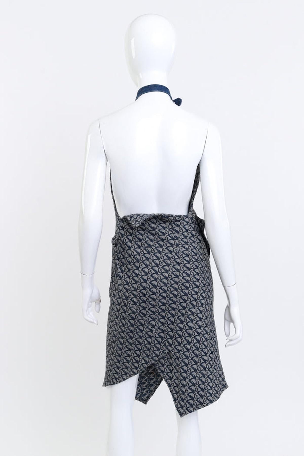 Vestido de tirantes Christian Dior azul marino con monograma vaquero oblicuo (US 4) en Bueno estado para la venta en Montreal, Quebec