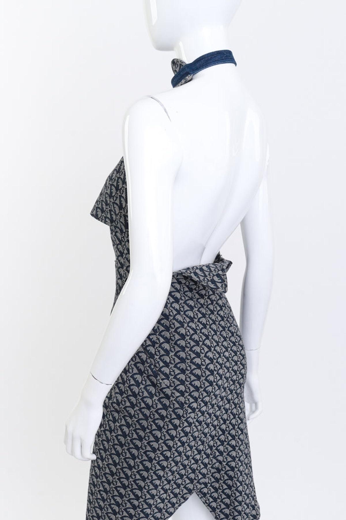 De las mujeres Vestido de tirantes Christian Dior azul marino con monograma vaquero oblicuo (US 4) en venta