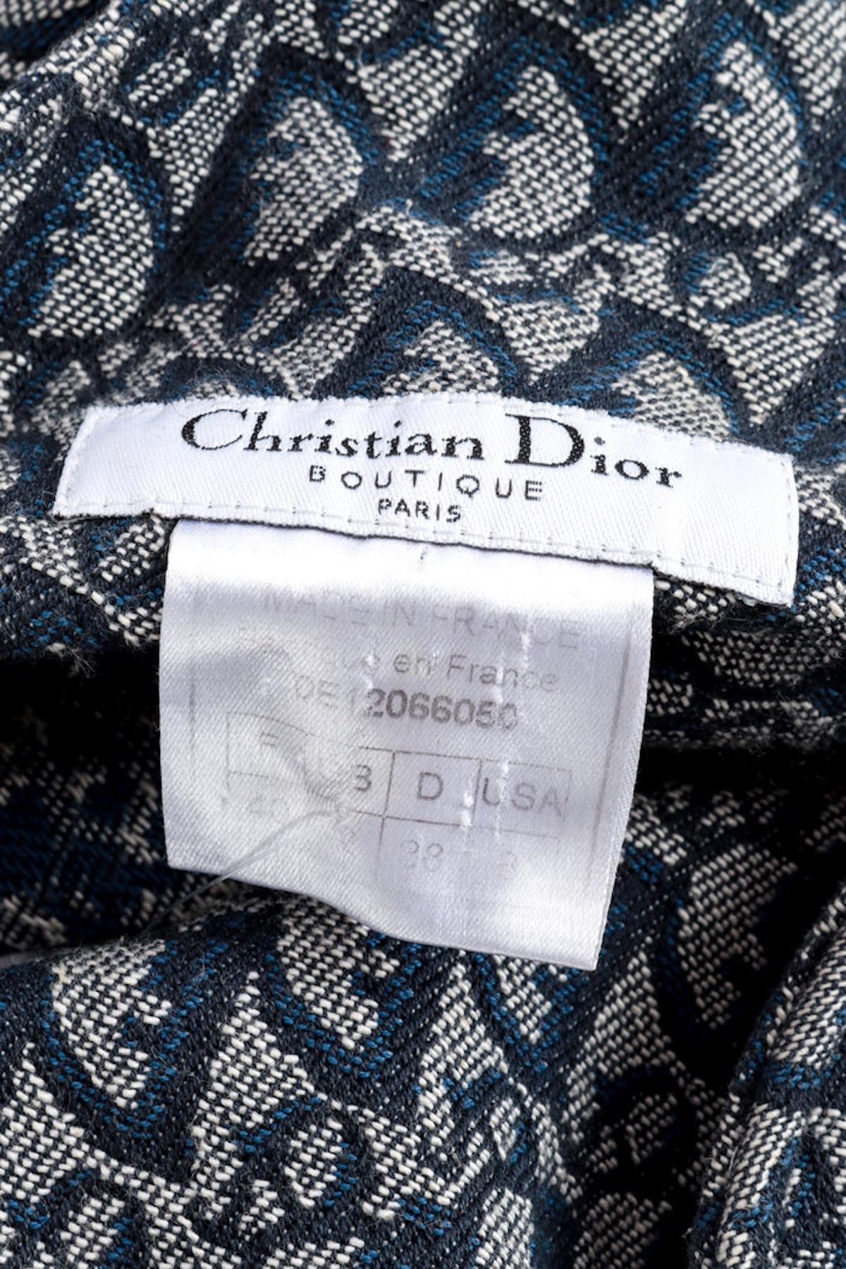 Vestido de tirantes Christian Dior azul marino con monograma vaquero oblicuo (US 4) en venta 1