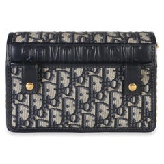 Christian Dior Navy Oblique Jacquard 30 Montaigne 2-in-1 Pouch