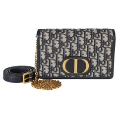 Christian Dior Navy Oblique Jacquard 30 Montaigne 2-in-1 Pouch