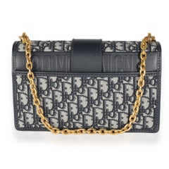 Christian Dior Navy Oblique Jacquard 30 Montaigne Chain Bag