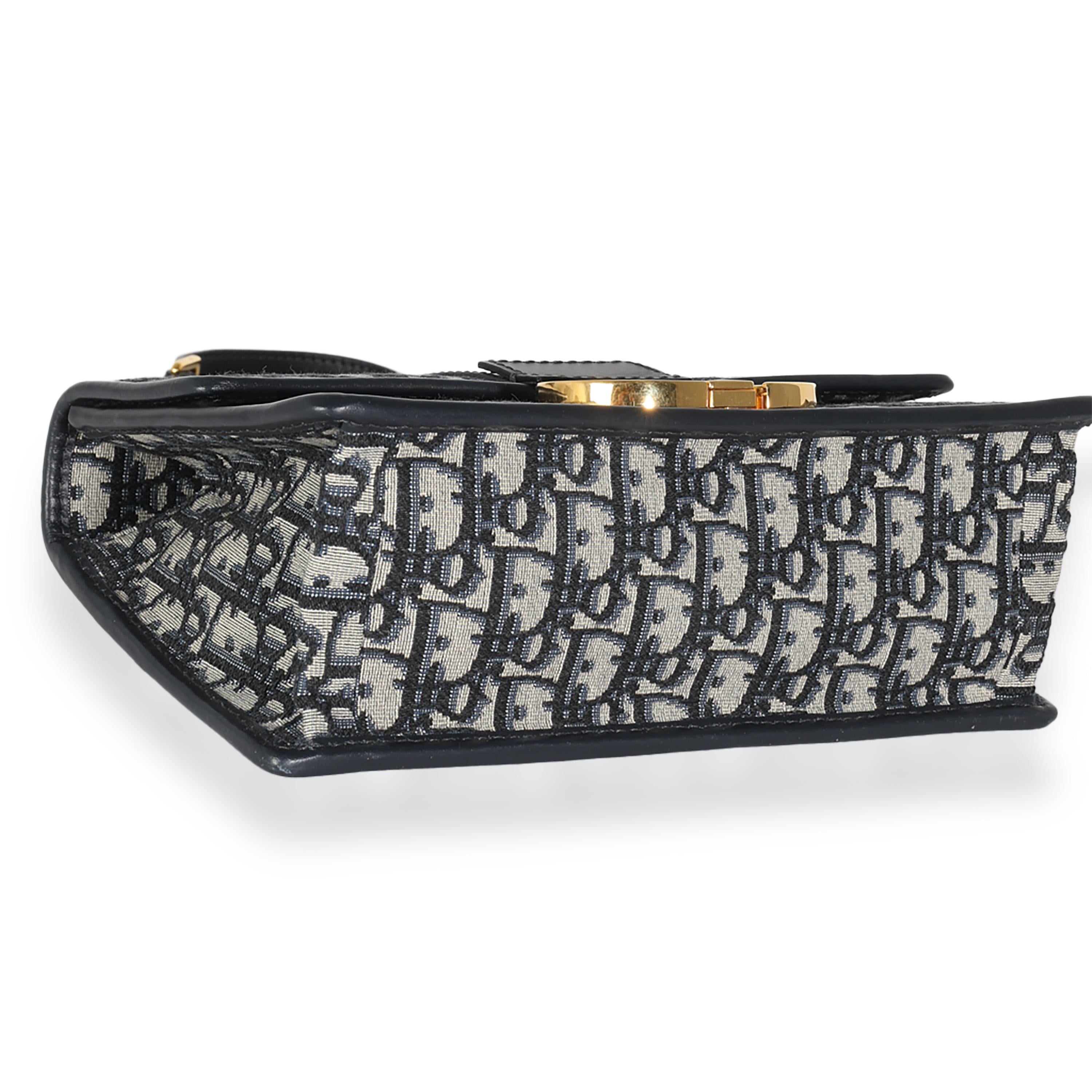 Christian Dior Navy Oblique Jacquard 30 Montaigne Chain Bag For Sale 2