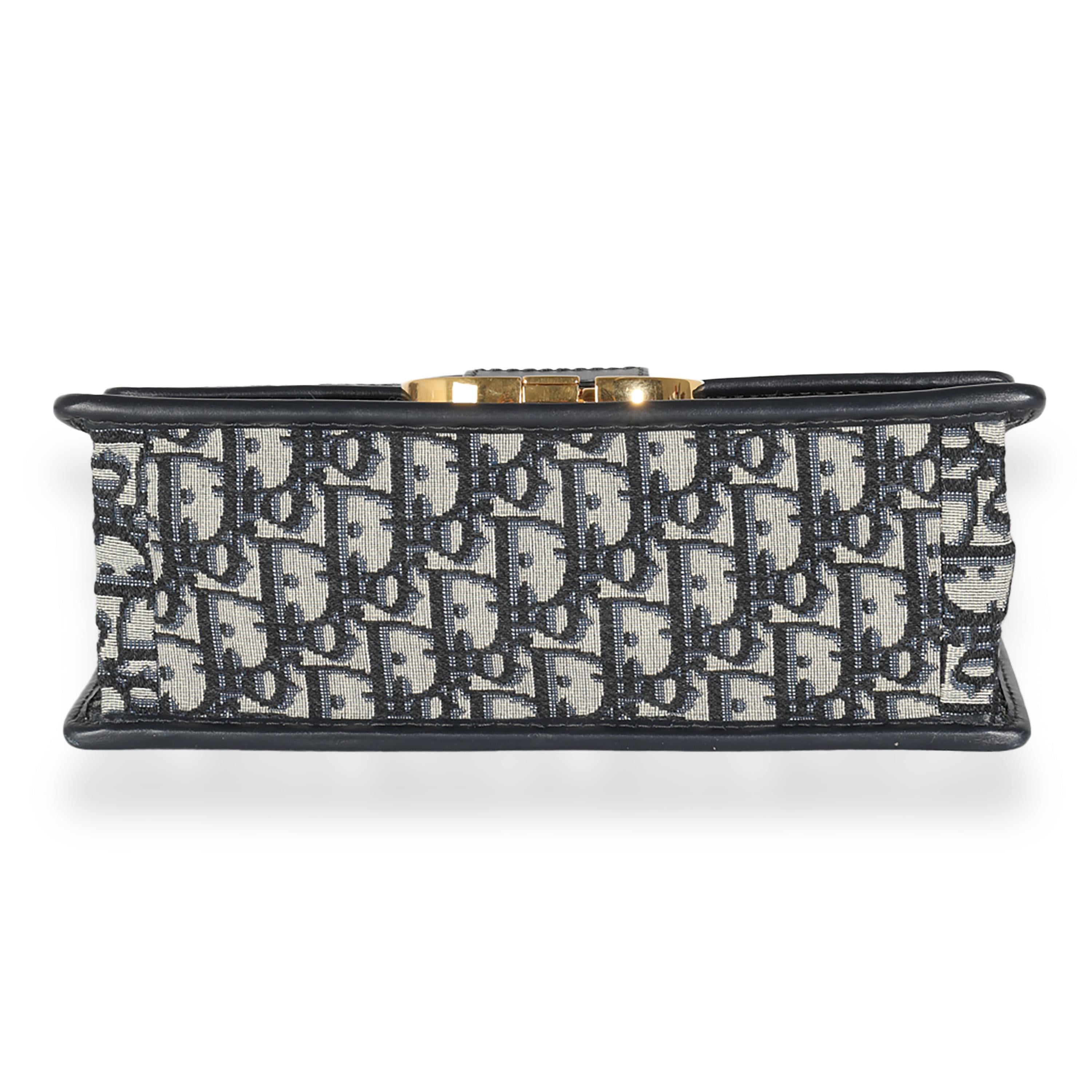 Christian Dior Navy Oblique Jacquard 30 Montaigne Chain Bag For Sale 3