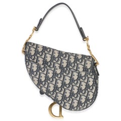 Christian Dior Navy Oblique Mini Saddle Bag