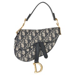 Christian Dior Navy Oblique Mini Saddle Bag