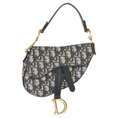 Christian Dior Navy Oblique Mini Saddle Bag