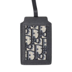 Christian Dior NAVY OBLIQUE MONOGRAM CANVAS LEATHER LUGGAGE TAG