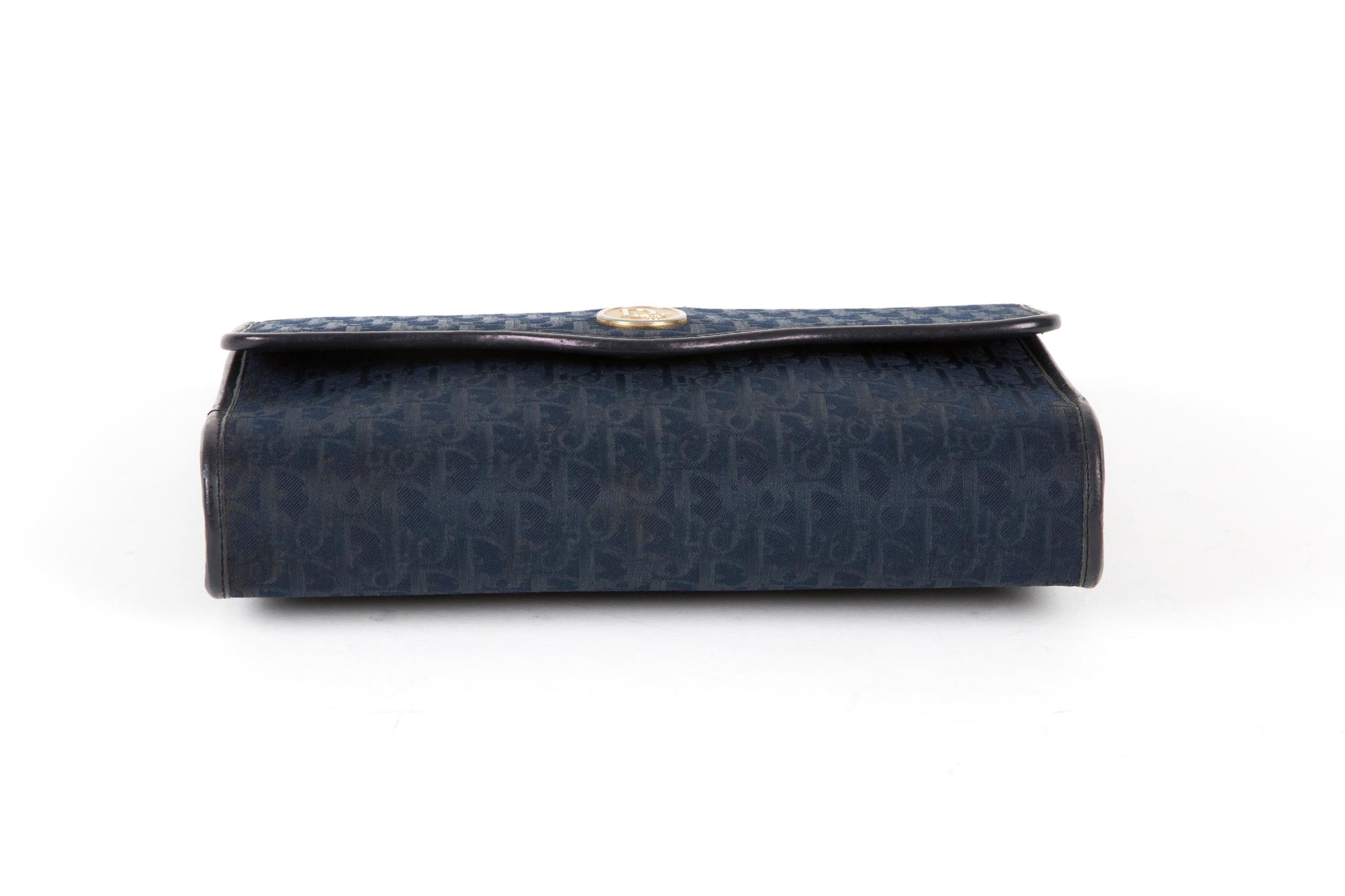 Women's Christian Dior Navy Oblique Shoulder Bag For Sale
