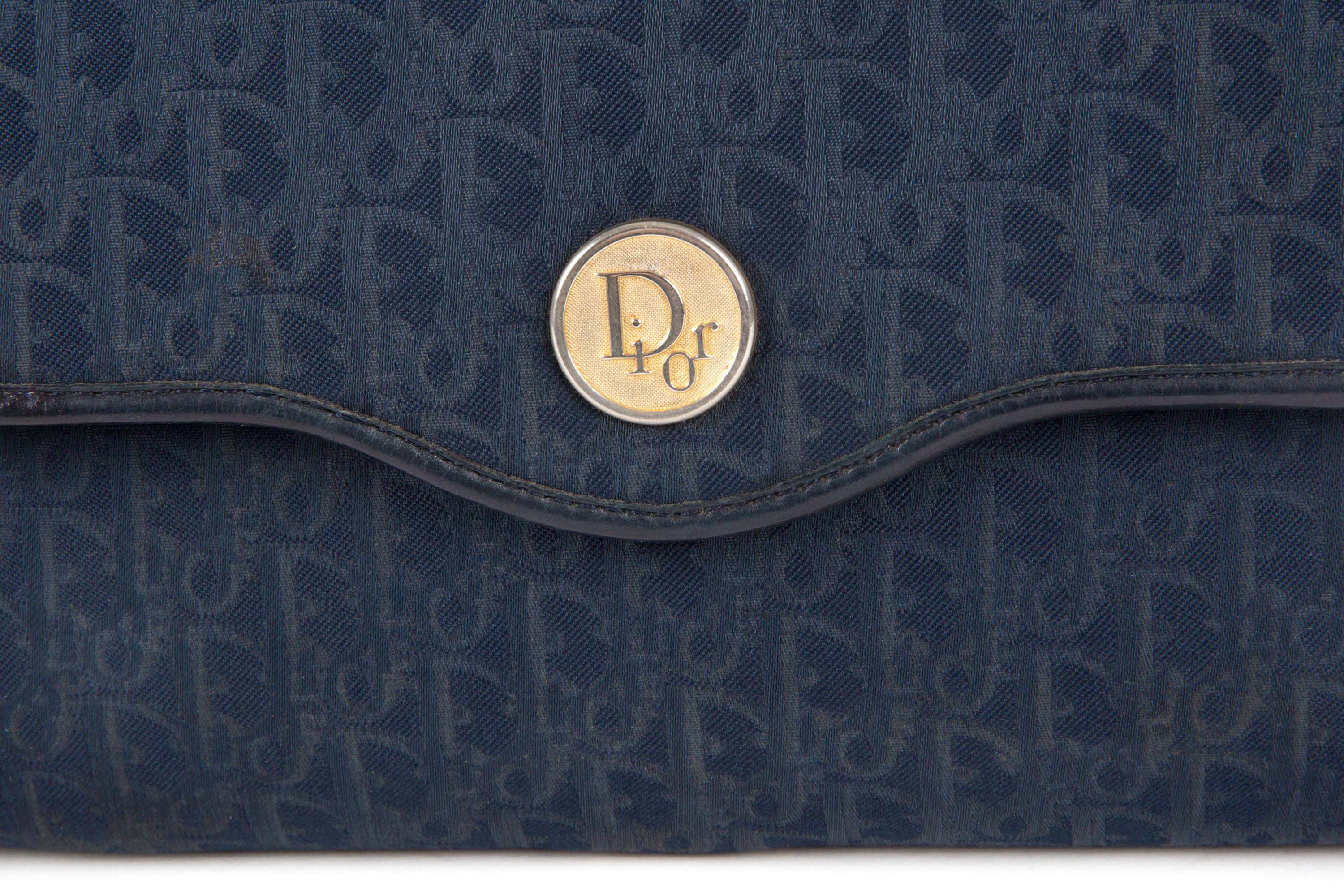 Christian Dior Navy Oblique Shoulder Bag For Sale 1