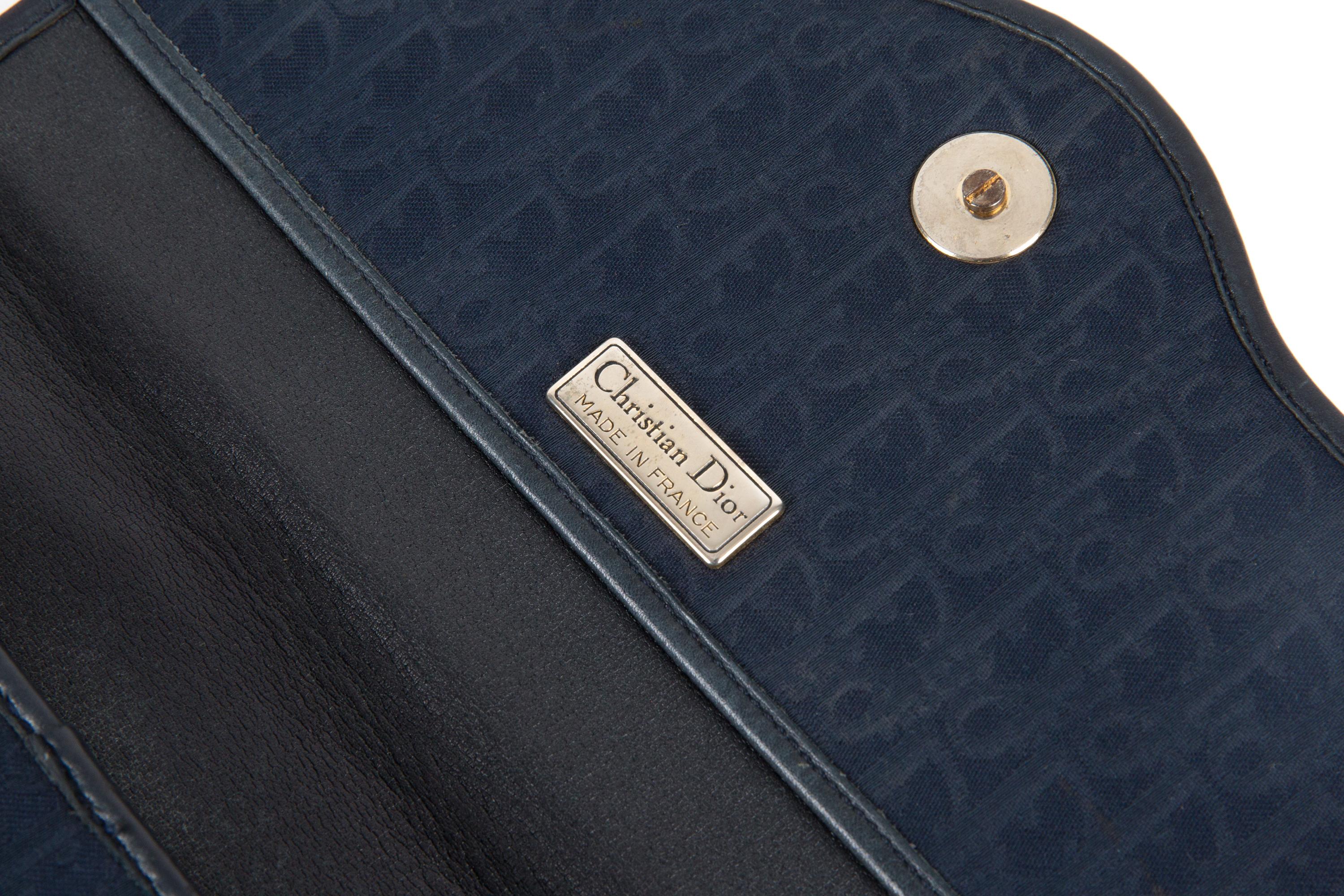 Christian Dior Navy Oblique Shoulder Bag For Sale 2