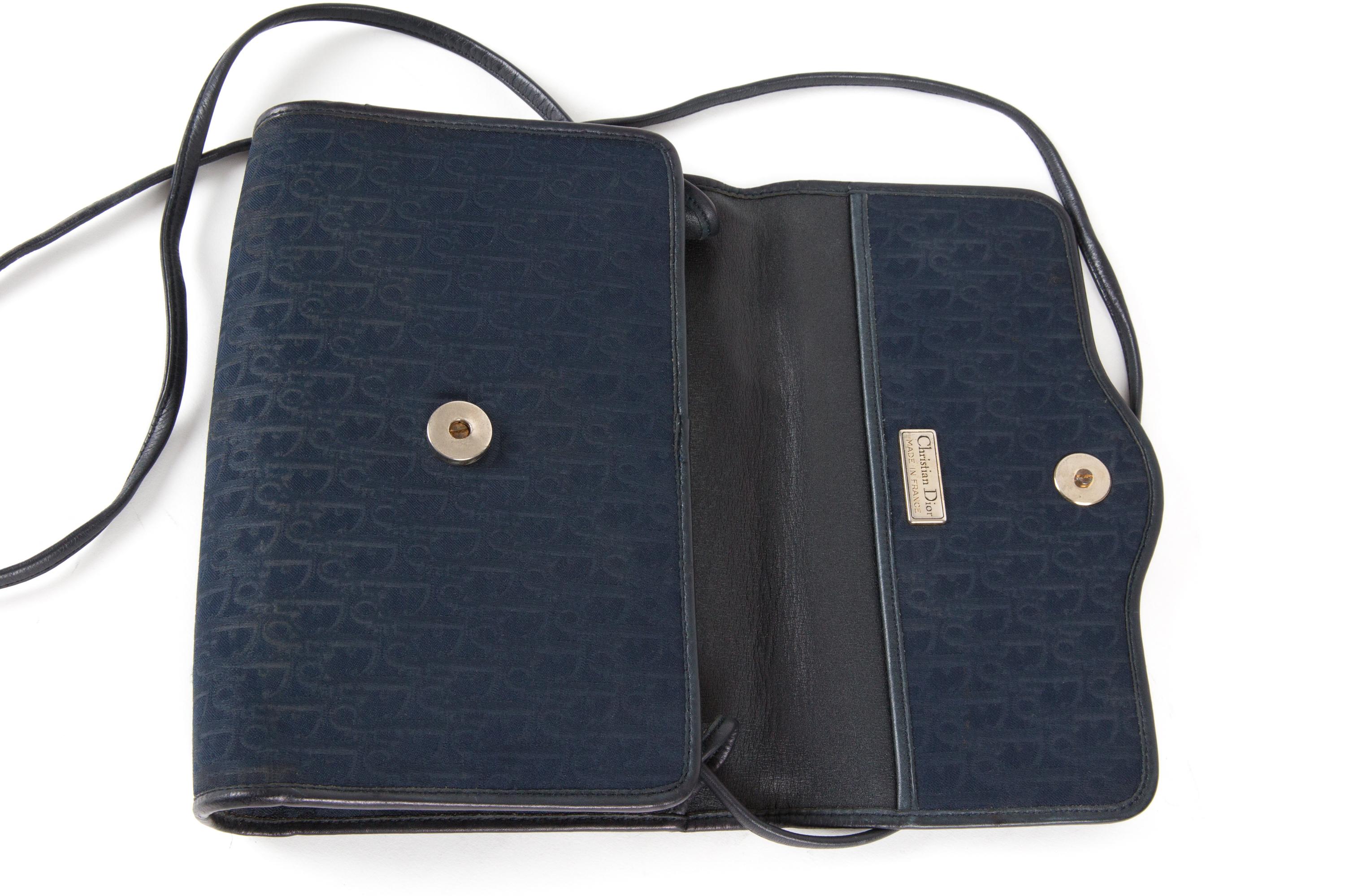Christian Dior Navy Oblique Shoulder Bag For Sale 3