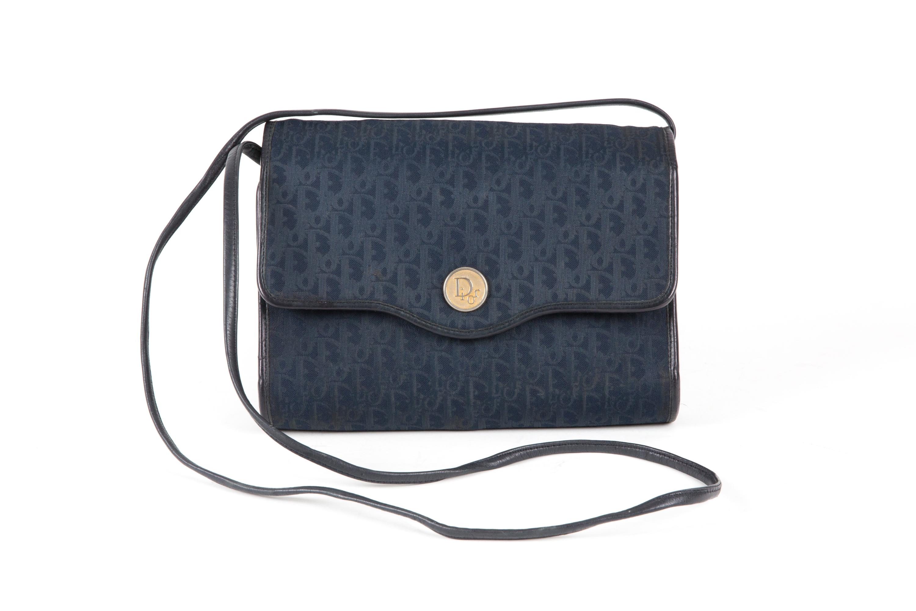 Christian Dior Navy Oblique Shoulder Bag For Sale 4