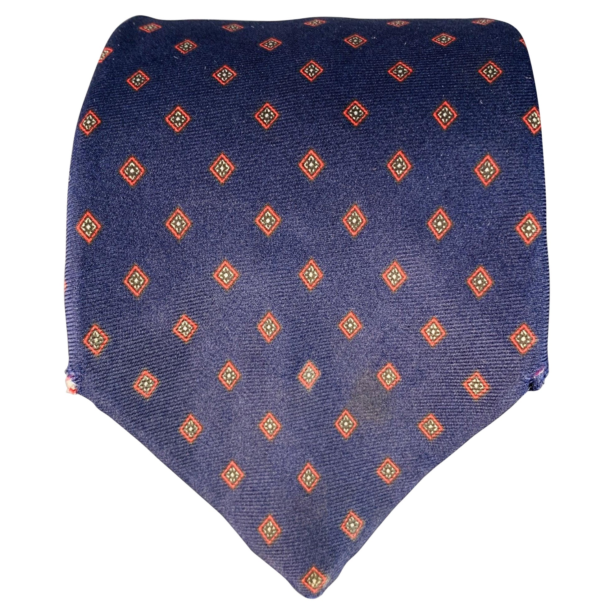 CHRISTIAN DIOR Navy Red Diamond Silk Tie