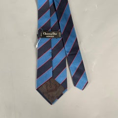 CHRISTIAN DIOR Navy Red Stripe Silk Tie