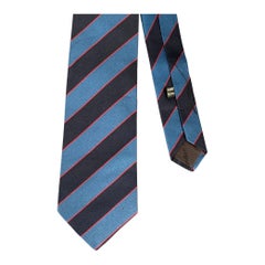 CHRISTIAN DIOR Navy Red Stripe Silk Tie