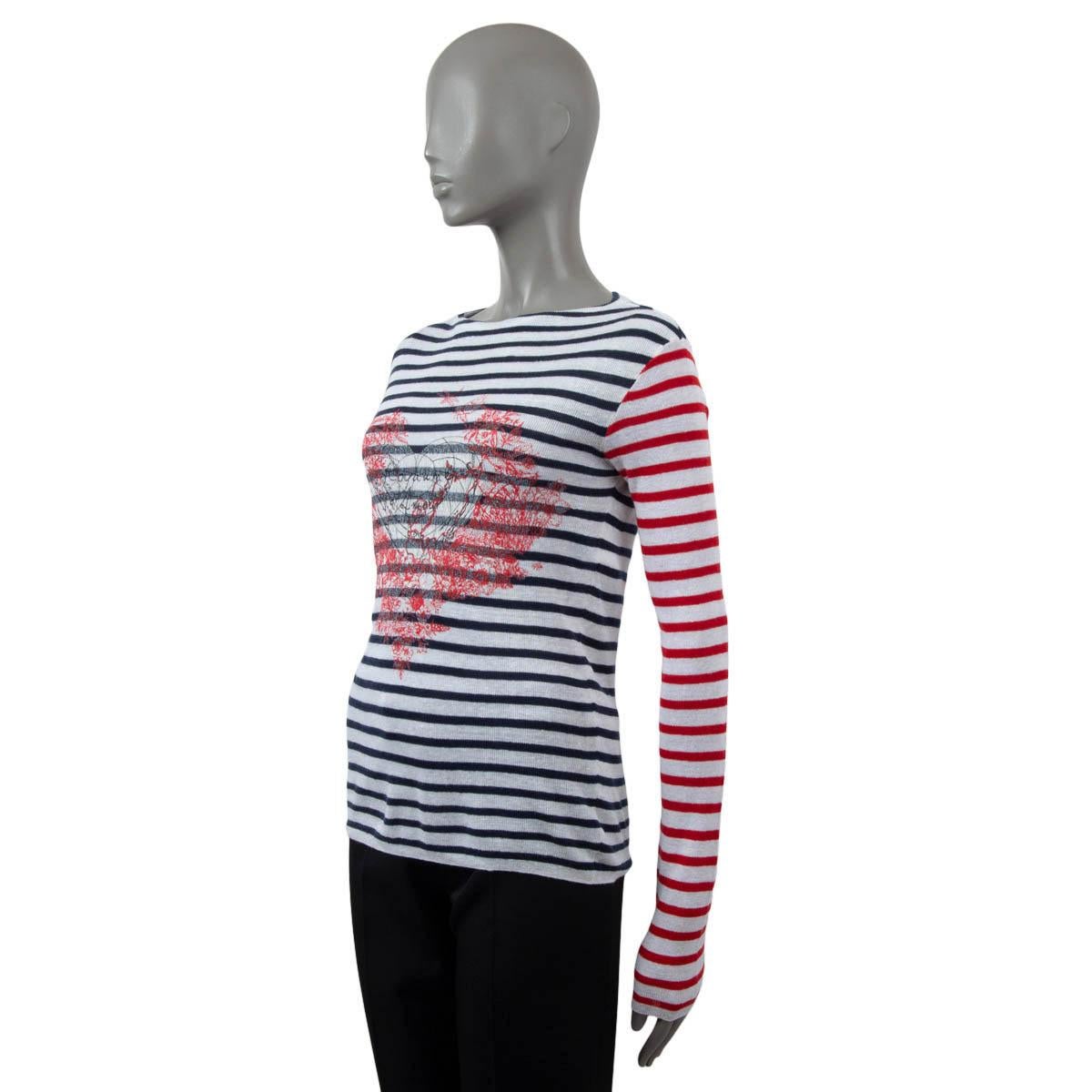 CHRISTIAN DIOR navy red white linen 2021 DIORAMOUR STRIPED Sweater 38 S For Sale 1