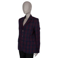 CHRISTIAN DIOR navy & red wool 2018 PLAID Blazer Jacket 40 M
