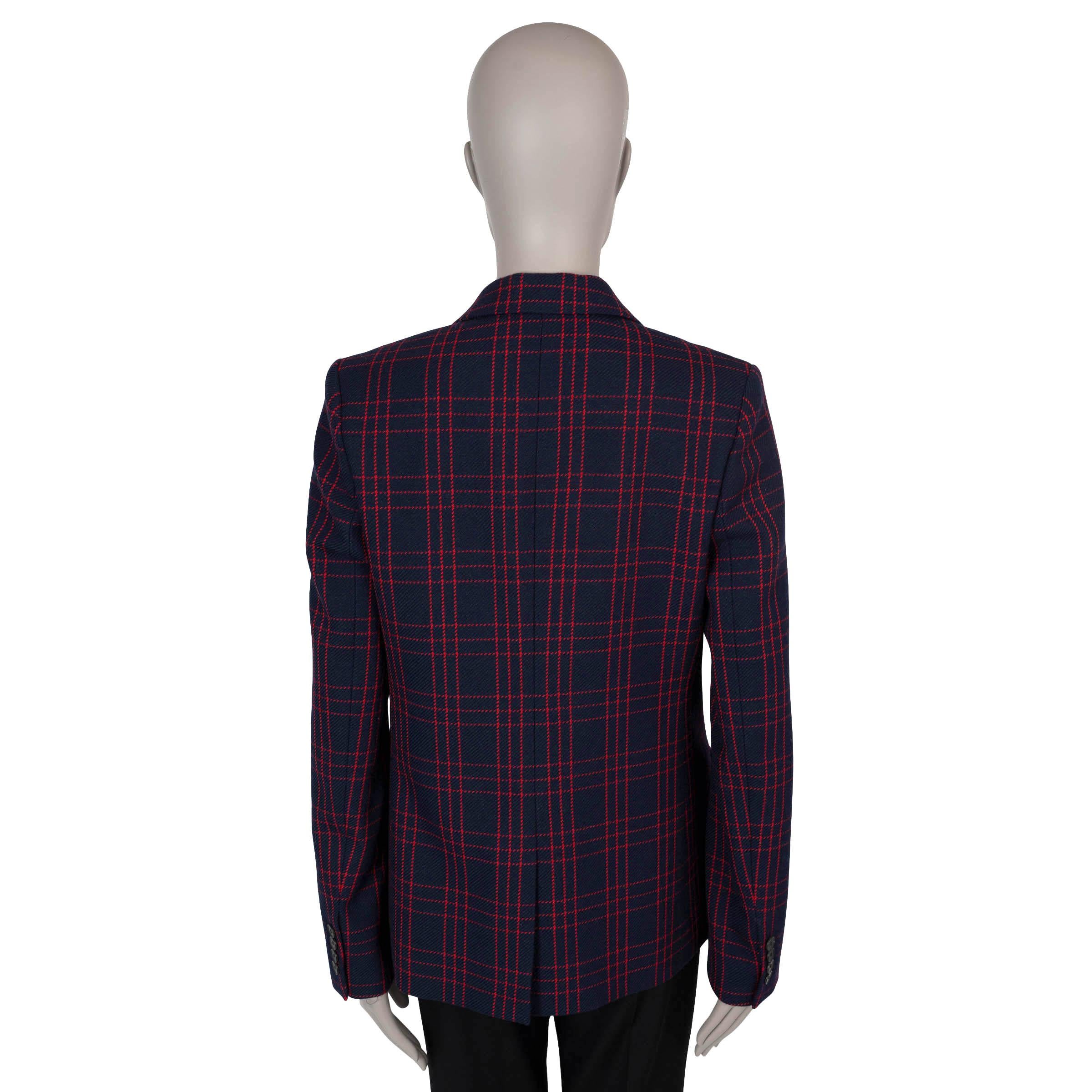 Black CHRISTIAN DIOR navy & red wool 2018 PLAID Blazer Jacket 40 M For Sale