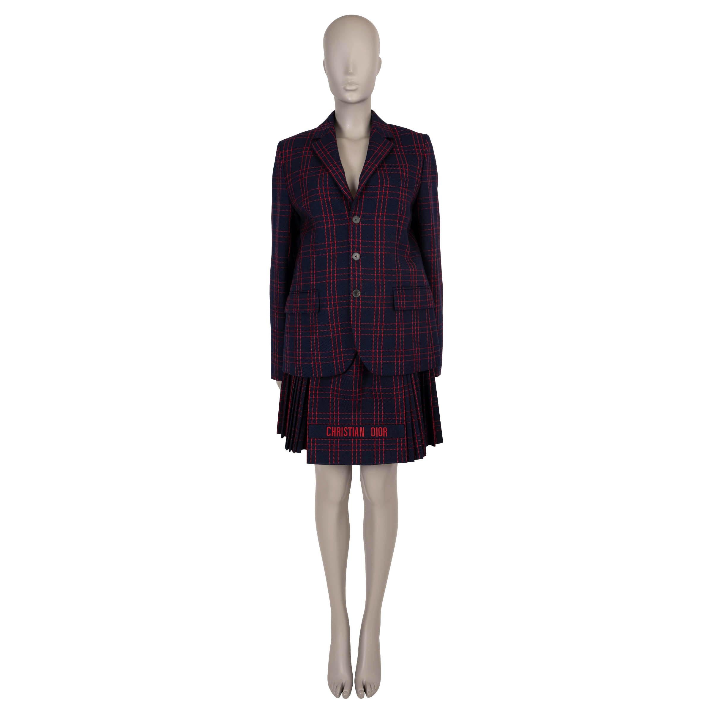 CHRISTIAN DIOR navy & red wool 2018 PLAID Blazer Jacket 40 M For Sale 3