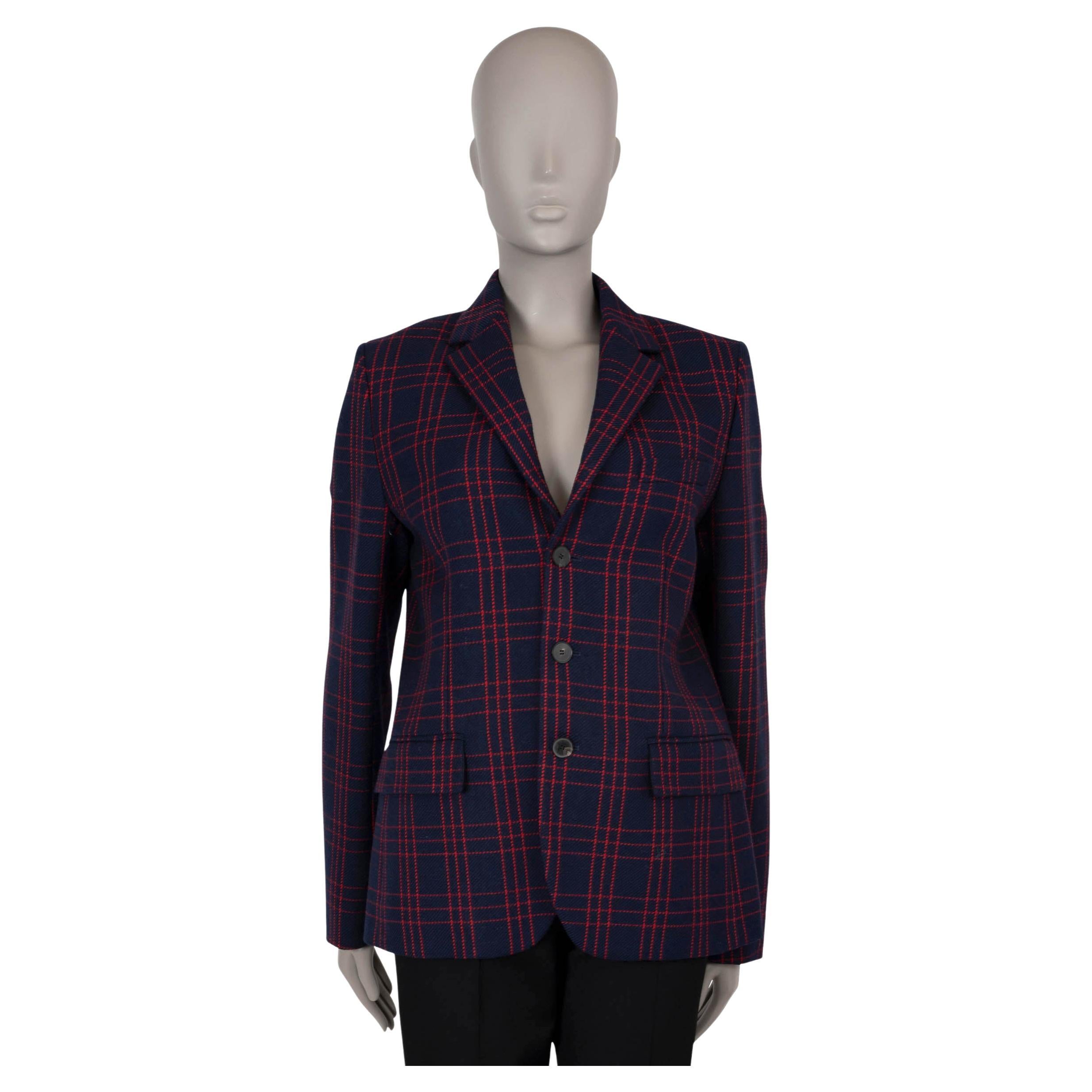 CHRISTIAN DIOR navy & red wool 2018 PLAID Blazer Jacket 40 M For Sale