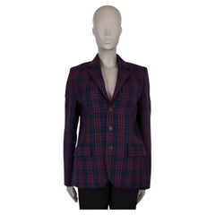 CHRISTIAN DIOR navy & red wool 2018 PLAID Blazer Jacket 40 M