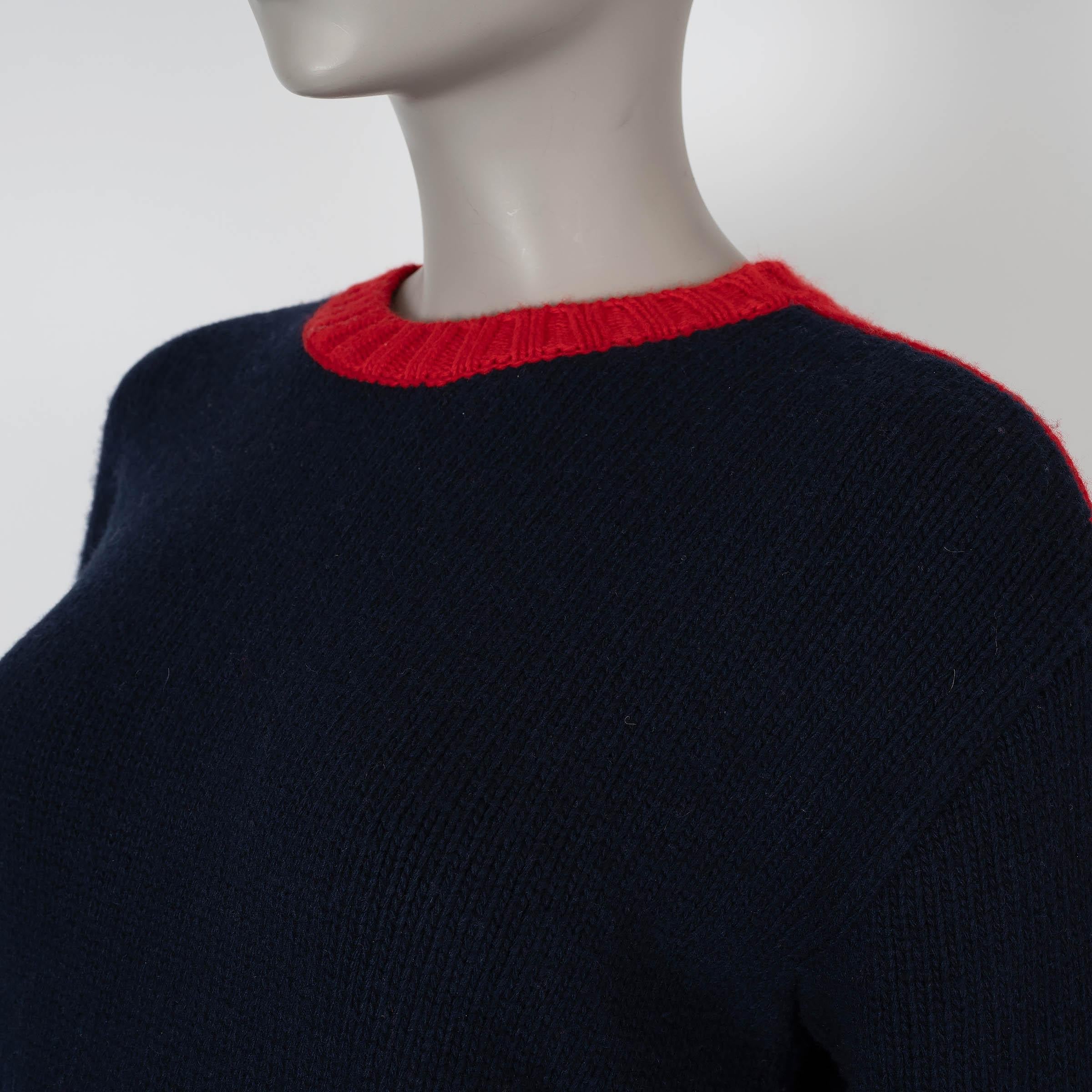 CHRISTIAN DIOR azul marino y rojo lana y cachemira 2018 J'ADIOR 8 Jersey 36 XS en venta 1