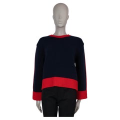 CHRISTIAN DIOR 8 Pull bleu marine et rouge en laine et cachemire, 2018 J'ADIOR, 36 XS