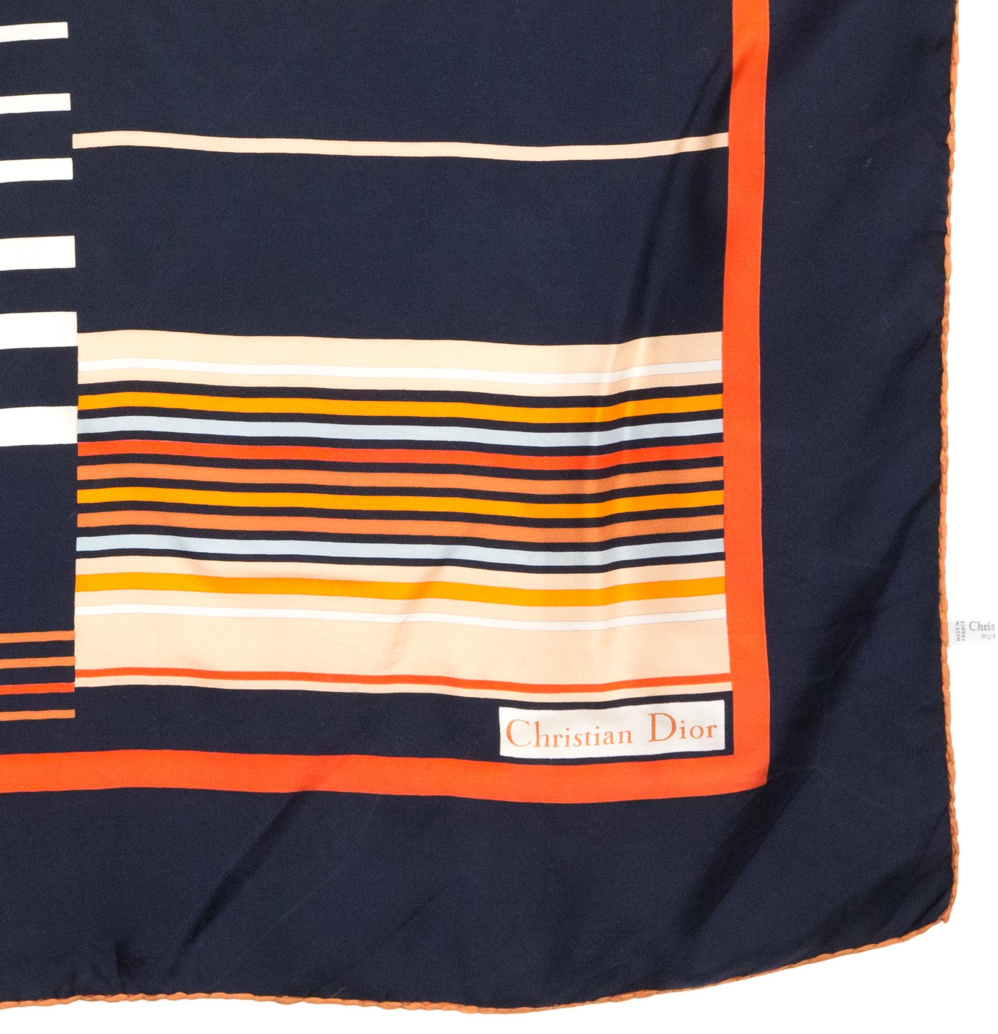 Femenino o masculino Pañuelo de seda azul marino Christian Dior en venta