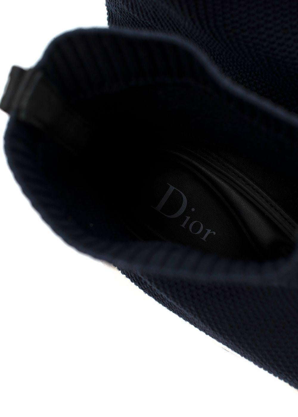 Christian Dior - Scarpe da ginnastica a calzino in maglia elasticizzata color blu scuro in vendita 1