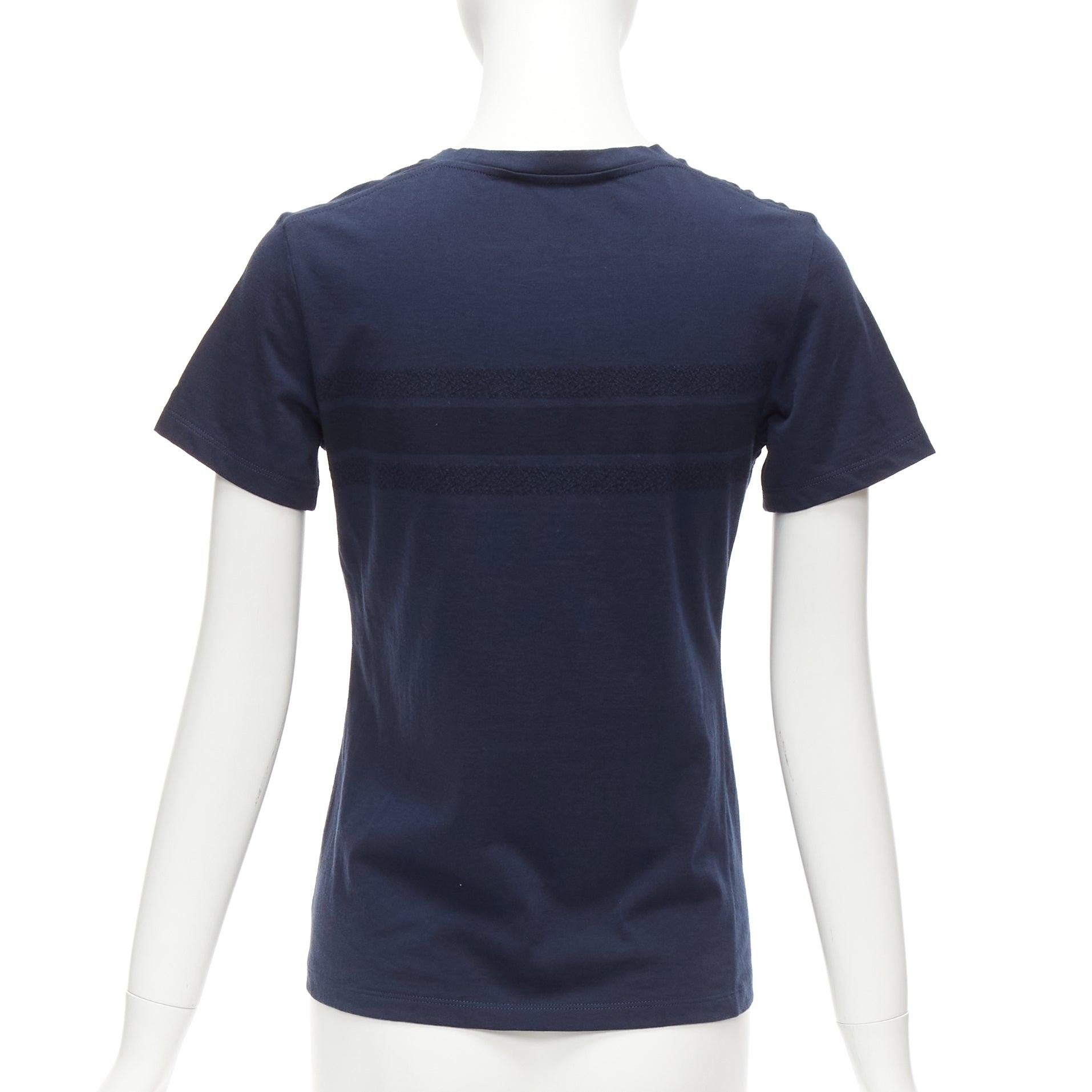 CHRISTIAN DIOR navy textured logo stripe front crew neck short sleeve tshirt XS For Sale 1