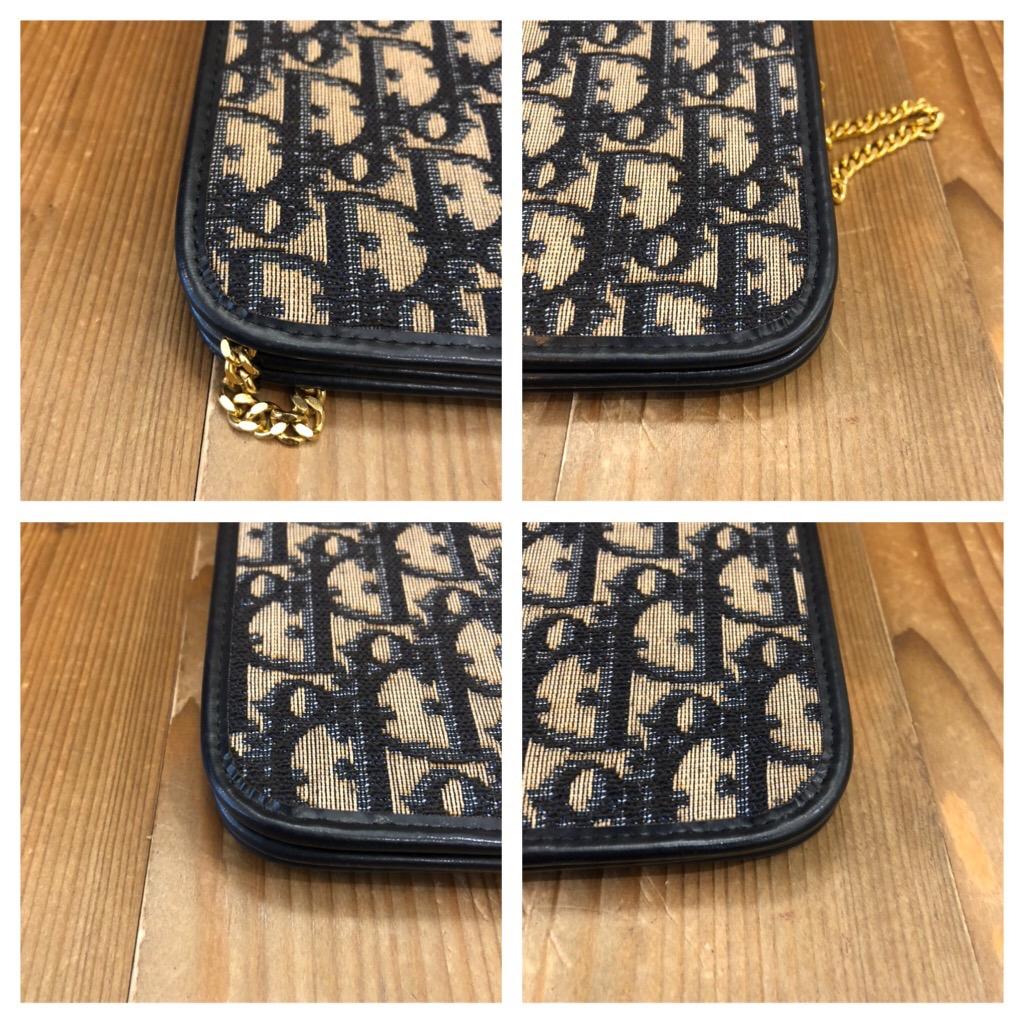 Vintage CHRISTIAN DIOR Navy Trotter Chain Shoulder Bag 1