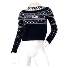 Christian Dior Marineblauer & weißer Pullover aus Woll-Kaschmirmischung und Strick