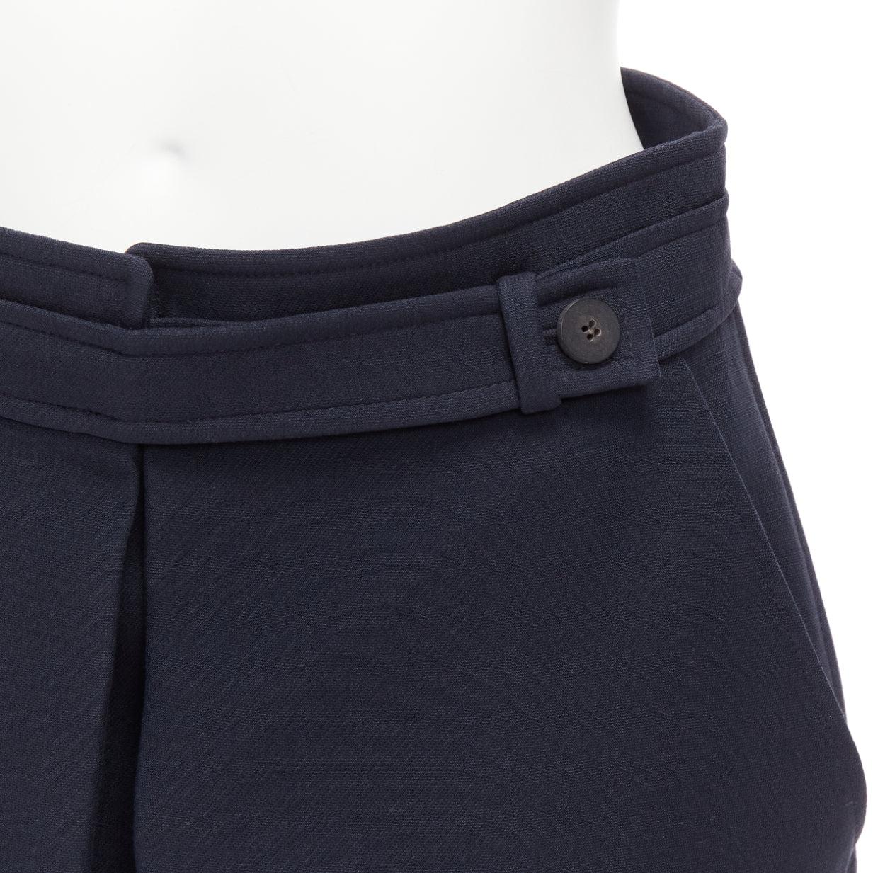 CHRISTIAN DIOR navy wool silk box pleat belted waistband skirt FR38 M
Reference: NKLL/A00224
Brand: Christian Dior
Designer: Maria Grazia Chiuri
Material: Wool, Silk
Color: Navy
Pattern: Solid
Closure: Hook & Bar
Lining: Navy Silk
Extra Details: