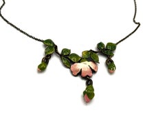Christian Dior necklace, attributed to J. Galliano, enameled flower and leaves