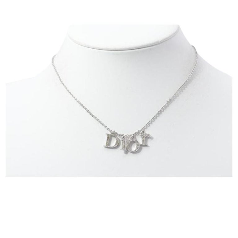 Christian Dior Necklace features silvertone hardware For Sale at 1stDibs