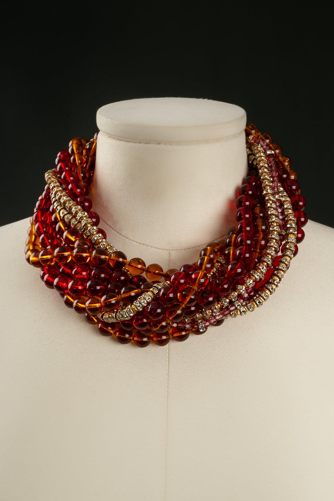 Christian Dior Necklace with Glass Paste Beads In Excellent Condition For Sale In SAINT-OUEN-SUR-SEINE, FR