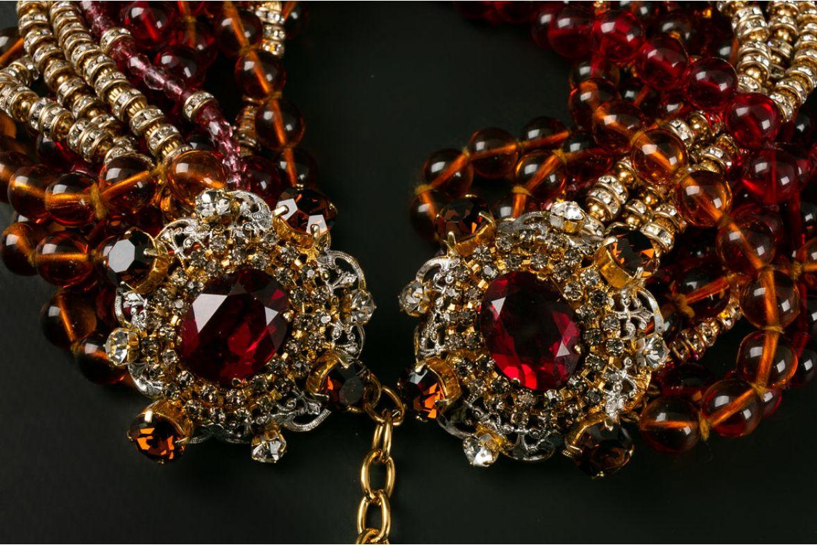 Christian Dior Collier de perles en pâte de verre Pour femmes en vente